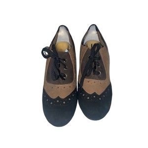 Ros Hommerson Red Collection Black Brown OXFORD Pumps Lace Up Heels SZ 9W Shoes